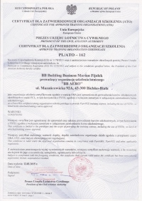 Certyfikat Organizacji Szkolenia (ATO) dla BB Aero